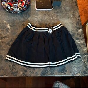 Black Pleated Skirt with White Stripes